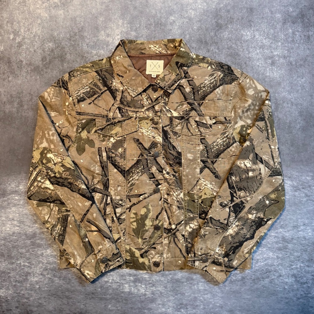 Thread & Supply Camo Trucker Jacket Size M Brown Green RealTree Style Work Coat